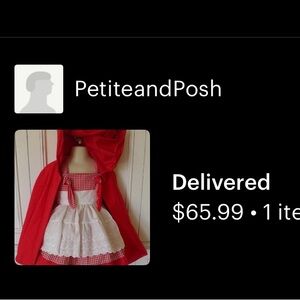 Little red riding hood hand made costume. High quality. For 3-4 year old